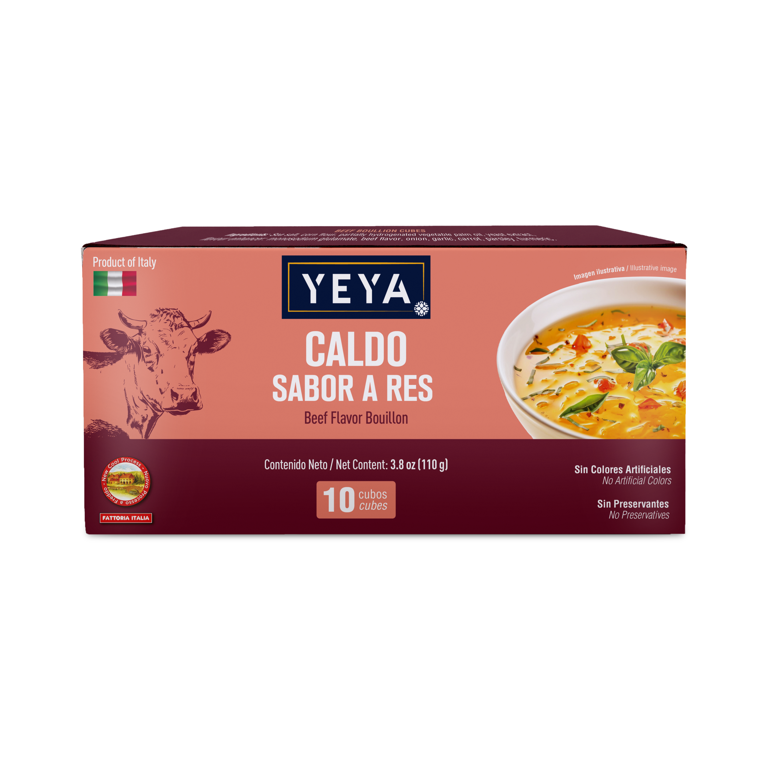 Mockup Front Caldo Sabor a Res | YEYA | 110g - Imagen 1