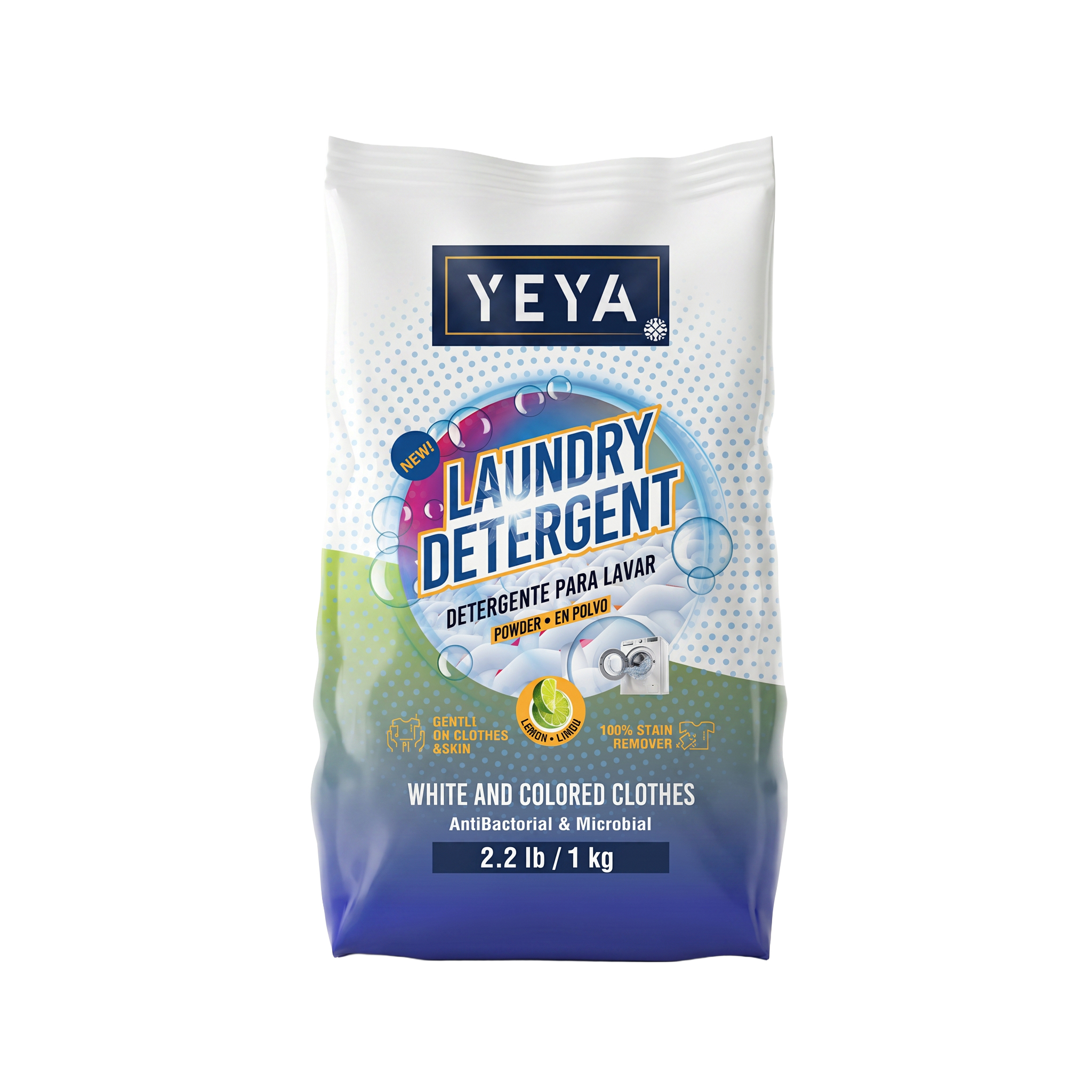 detergente limo╠ün 1kg front Detergente en Polvo con Aroma a Limón | YEYA | 1kg - Imagen 1