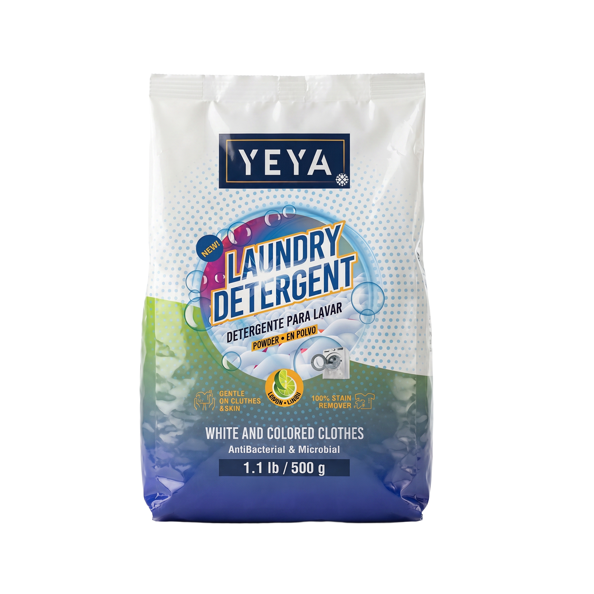detergente limo╠ün 500g front Detergente en Polvo con Aroma a Limón | YEYA | 500g - Imagen 1