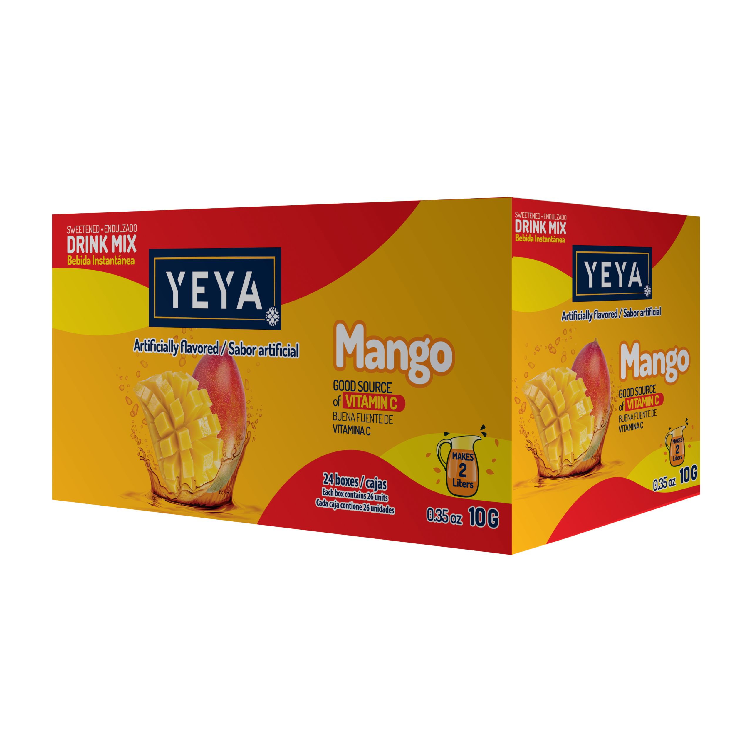 mockup-caja-24x26-mango Refresco Instantáneo Sabor Mango | YEYA | Caja de 624 unidades de 10g - Imagen 1