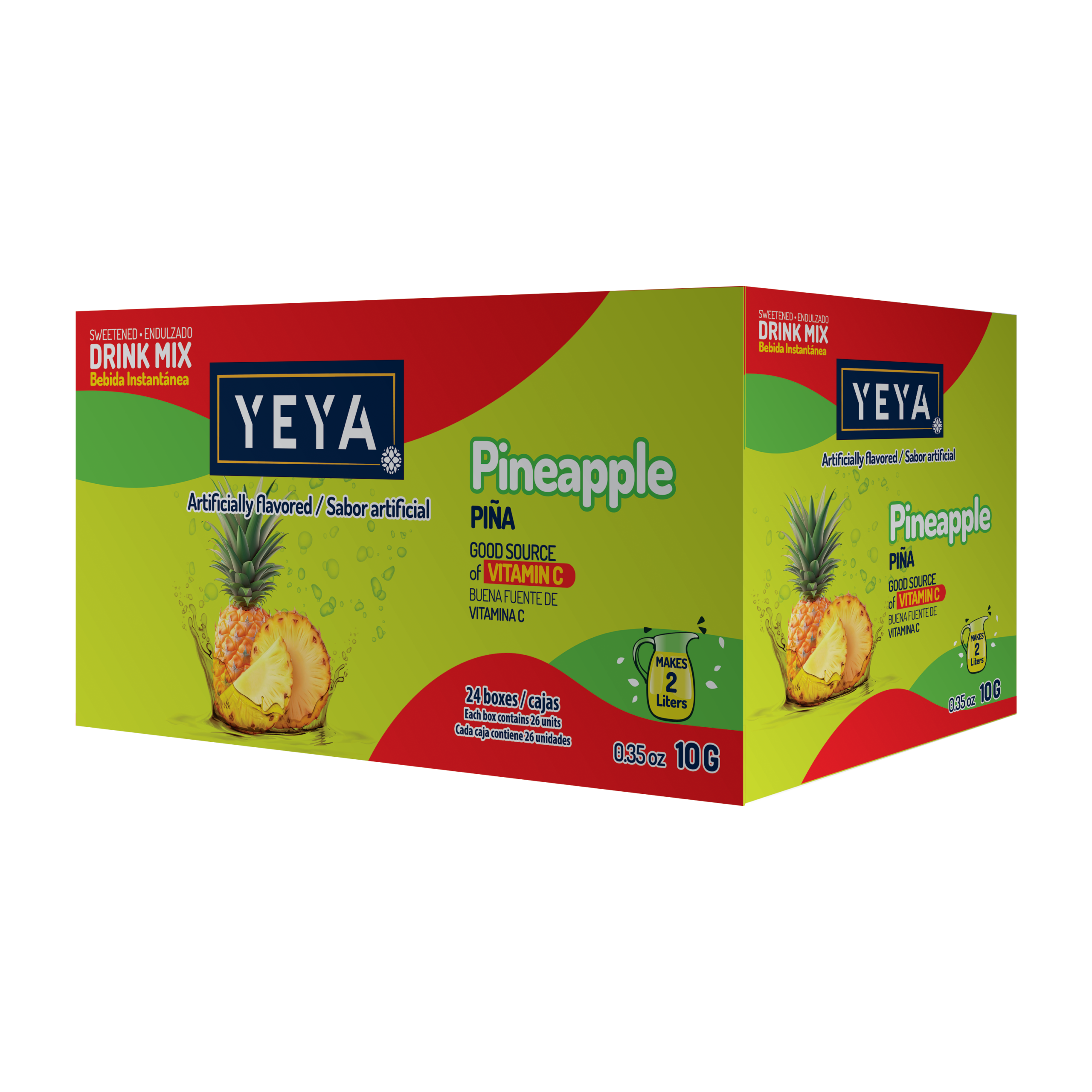 mockup-caja-24x26-piña Refresco Instantáneo Sabor Piña | YEYA | Caja de 624 unidades de 10g - Imagen 1