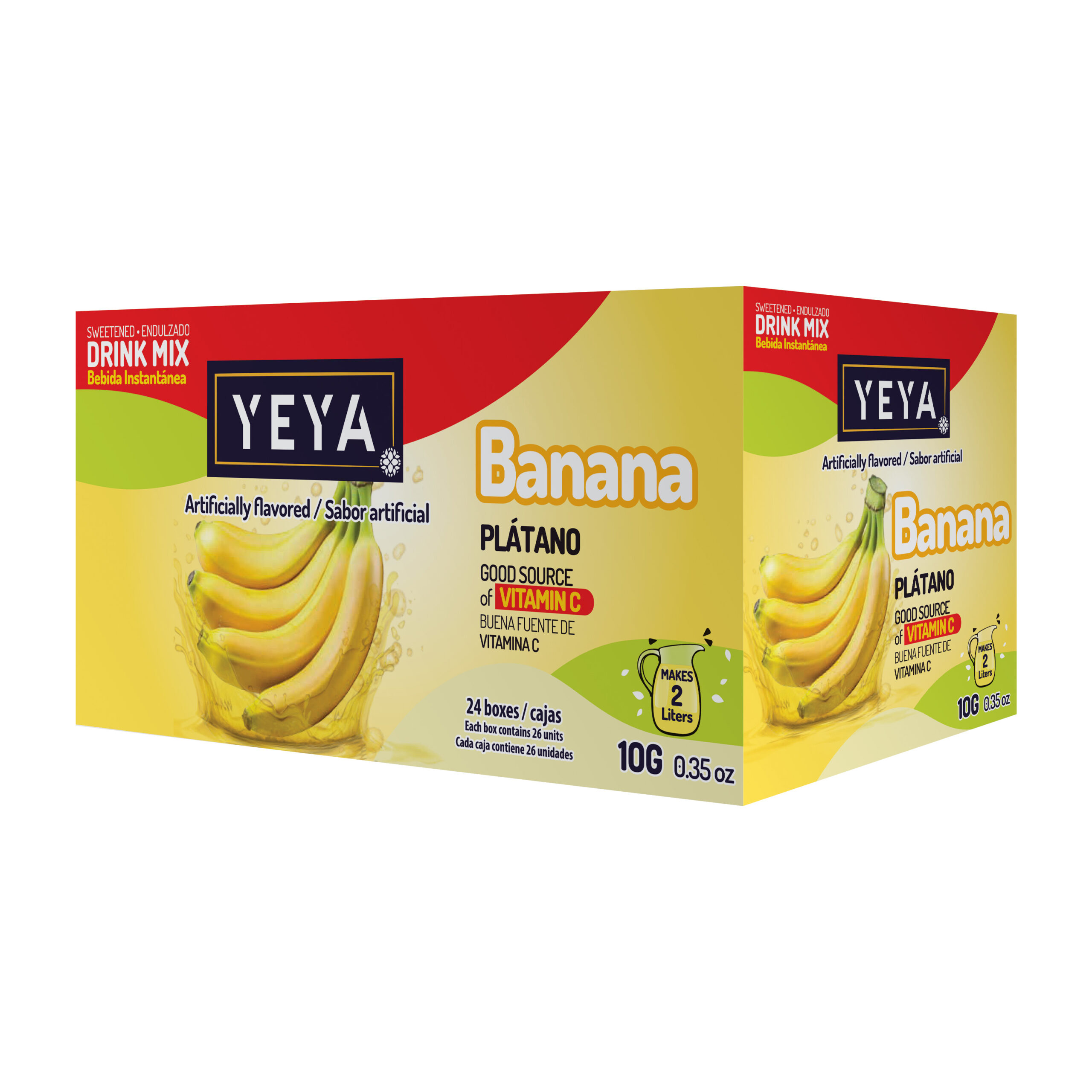 mockup-caja-24x26-platano Refresco Instantáneo Sabor Plátano | YEYA | Caja de 624 unidades de 10g - Imagen 1