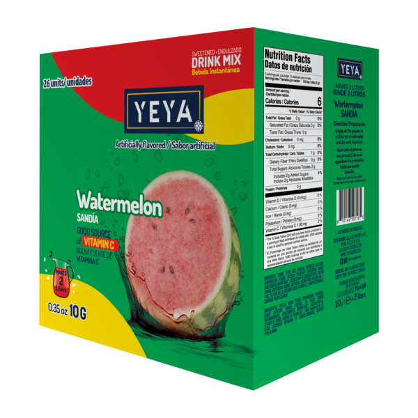 Refresco Instantáneo Sabor Sandía | YEYA | Caja de 26 unidades de 10g