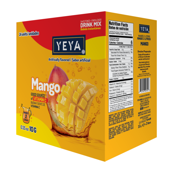 Refresco Instantáneo Sabor Mango | YEYA | Caja de 26 unidades de 10g