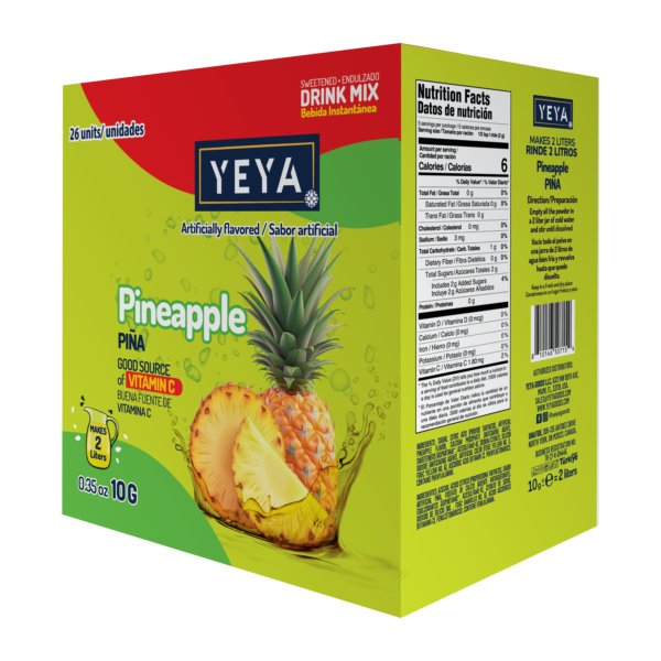 Refresco Instantáneo Sabor Piña | YEYA | Caja de 26 unidades de 10g
