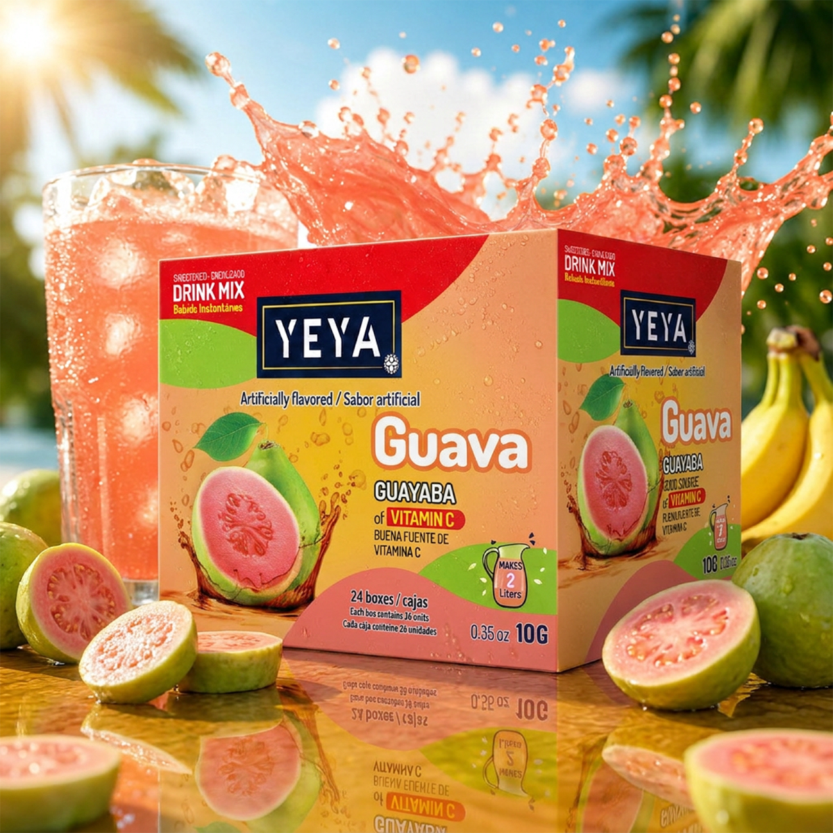 Refresco Instantáneo Sabor Guayaba | YEYA | Caja de 624 unidades de 10 g - Imagen 4