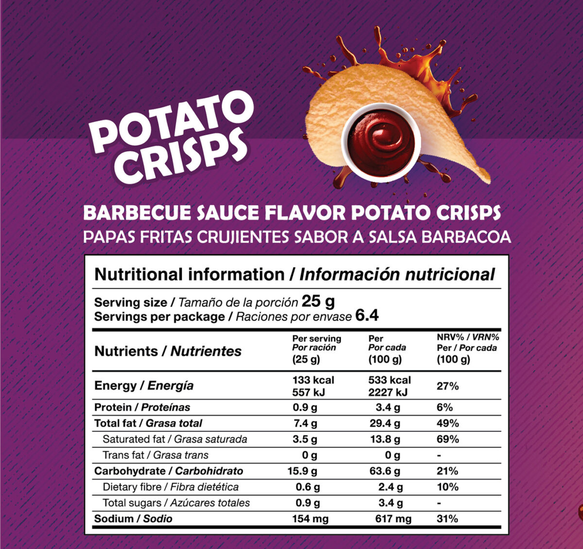 Papas Chips sabor BBQ | YEYA | 160 g - Imagen 3