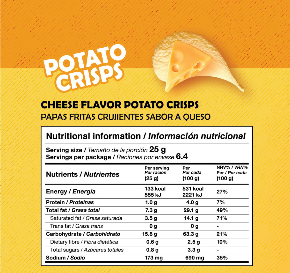Papas Chips sabor Queso  | YEYA | 160 g - Imagen 3
